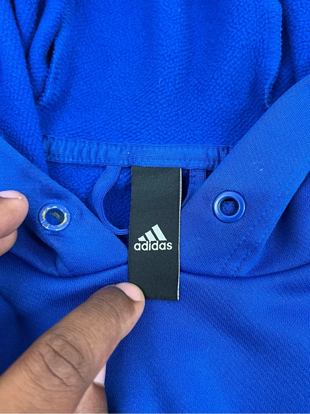 adidas Blue and Gray Colorblock Pullover Hoodie